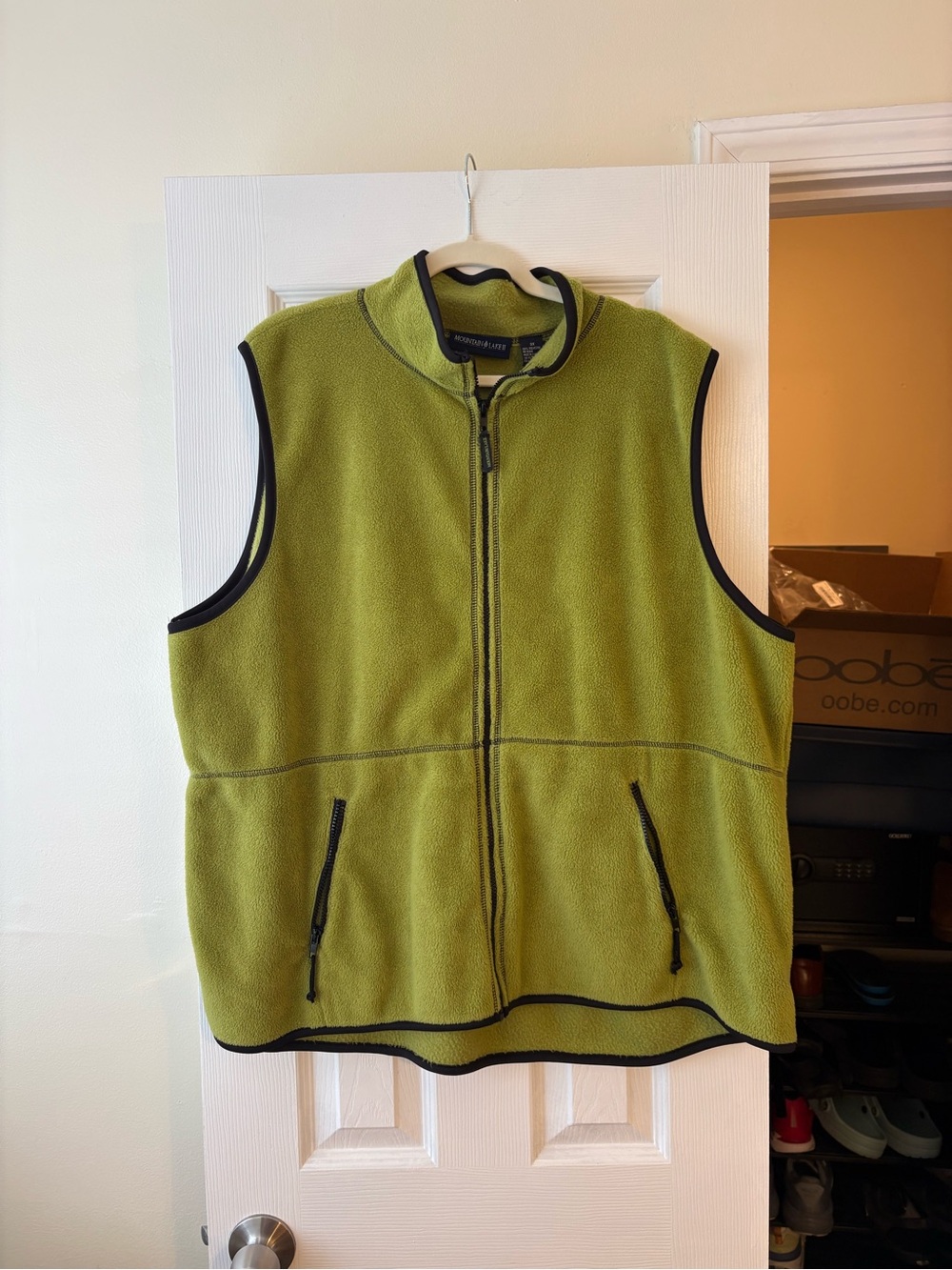 Mountain Lake Men's Olive Green Fleece Vest with Black Trim